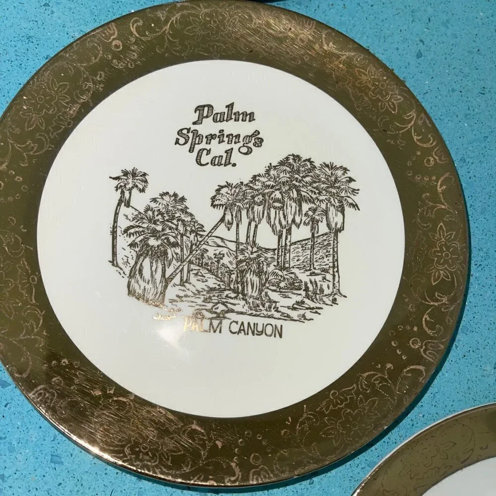 Palm Springs California Plates Vintage Porcelain Mid Century Modern Set of Five